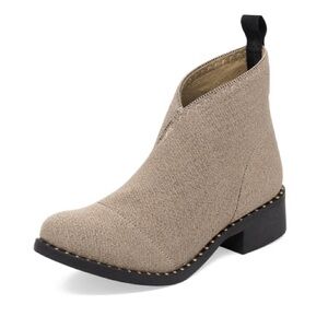 NEW Barcelona Boot Stretch Ankle Boots Taupe Herringbone Slip-On Size 6
